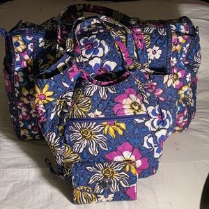 Vera Bradley African Violet Blue Floral Tote Set of 3 2014 fall to 2015 spring.